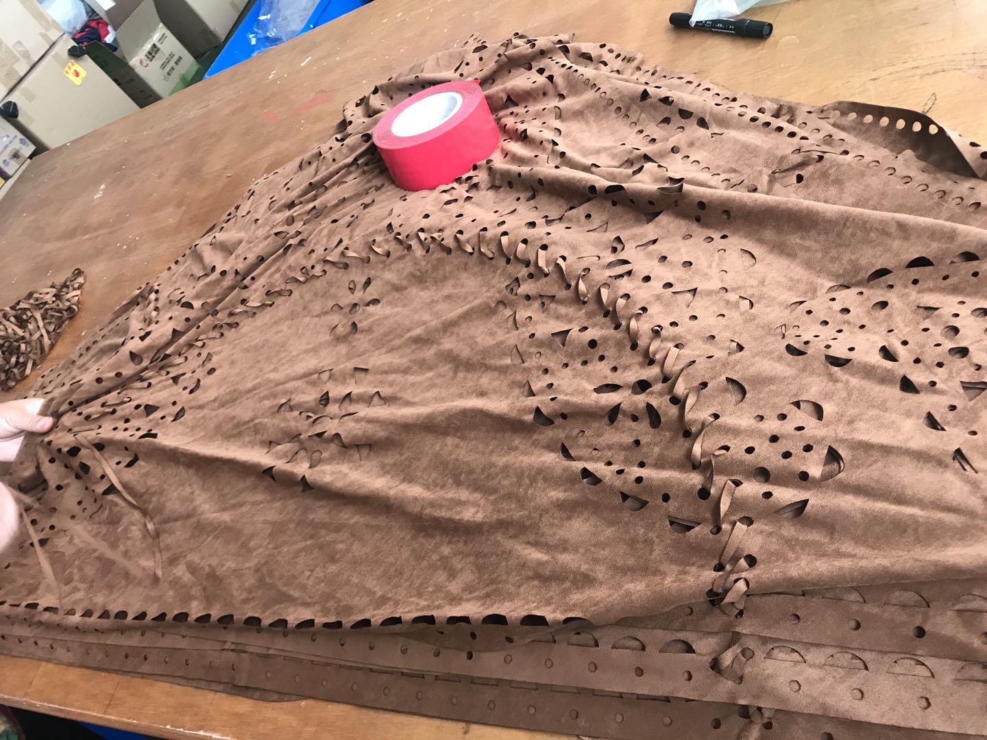 麂皮絨披肩手工掛須 麂皮絨披肩手工掛須