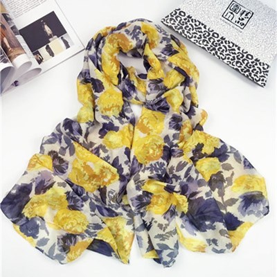大黃花巴厘紗圍巾 大黃花巴厘紗圍巾