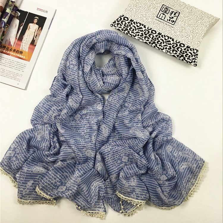 海馬掛球巴厘紗圍巾 海馬掛球巴厘紗圍巾