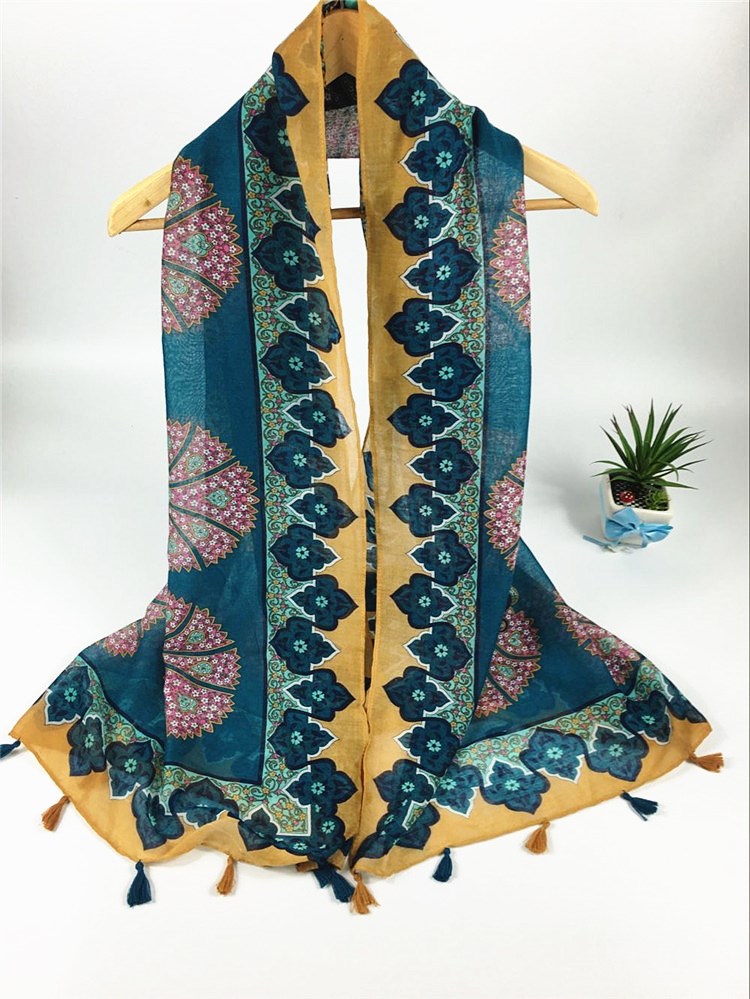 平網掛須荷葉巴厘紗圍巾 平網掛須荷葉巴厘紗圍巾