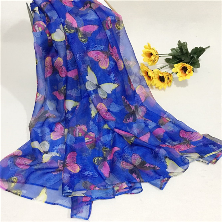 新款秋冬系列蝴蝶翩翩圍巾巴厘紗深藍 新款秋冬系列蝴蝶翩翩圍巾巴厘紗深藍